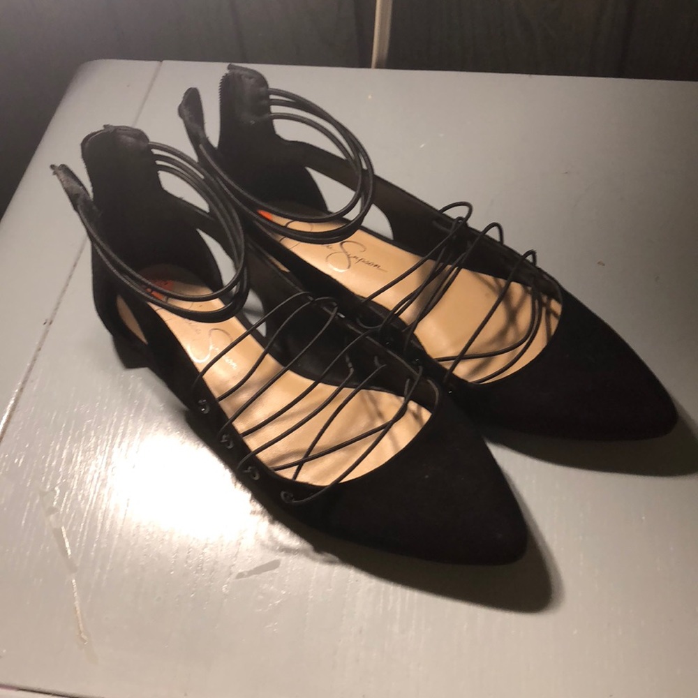🌘Jessica Simpson pointed zip up flats🌒